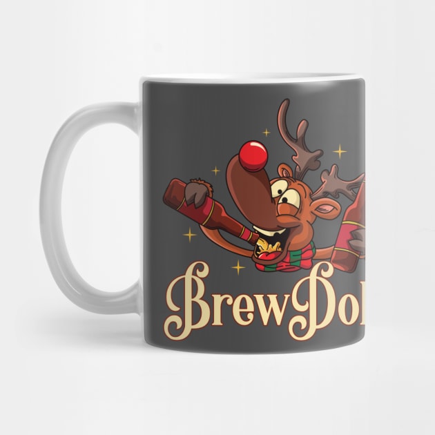 Brewdolph Funny Drinking Reindeer Christmas by ghsp